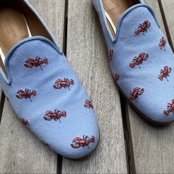 COACH Utopia Lobster Smoking Slippers in Pale Blue - Picture 5 of 8